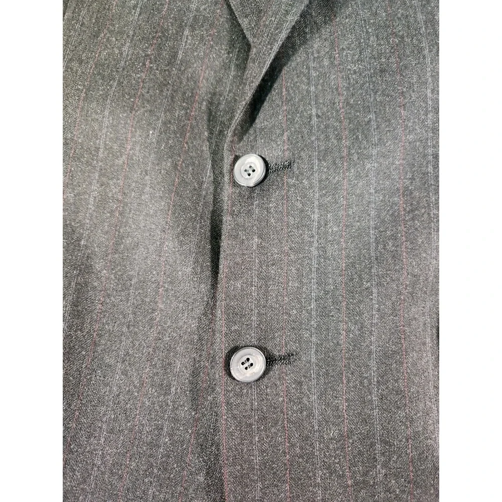 Saks Fifth Avenue Mens Wool Lined Pin Striped Blazer Gray 43L 5th Ave Jacket
